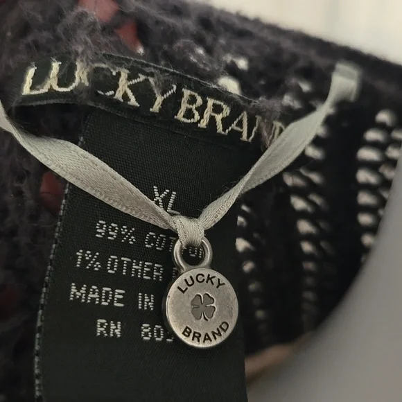 Lucky Brand Open Stitch Button Front Cardigan Black Size XL - Picture 6 of 8